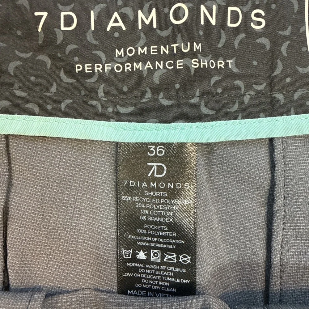 7 Diamonds Infinity Pants GRAY MENS 36 4-Way Stretch Golf Chino Trouser